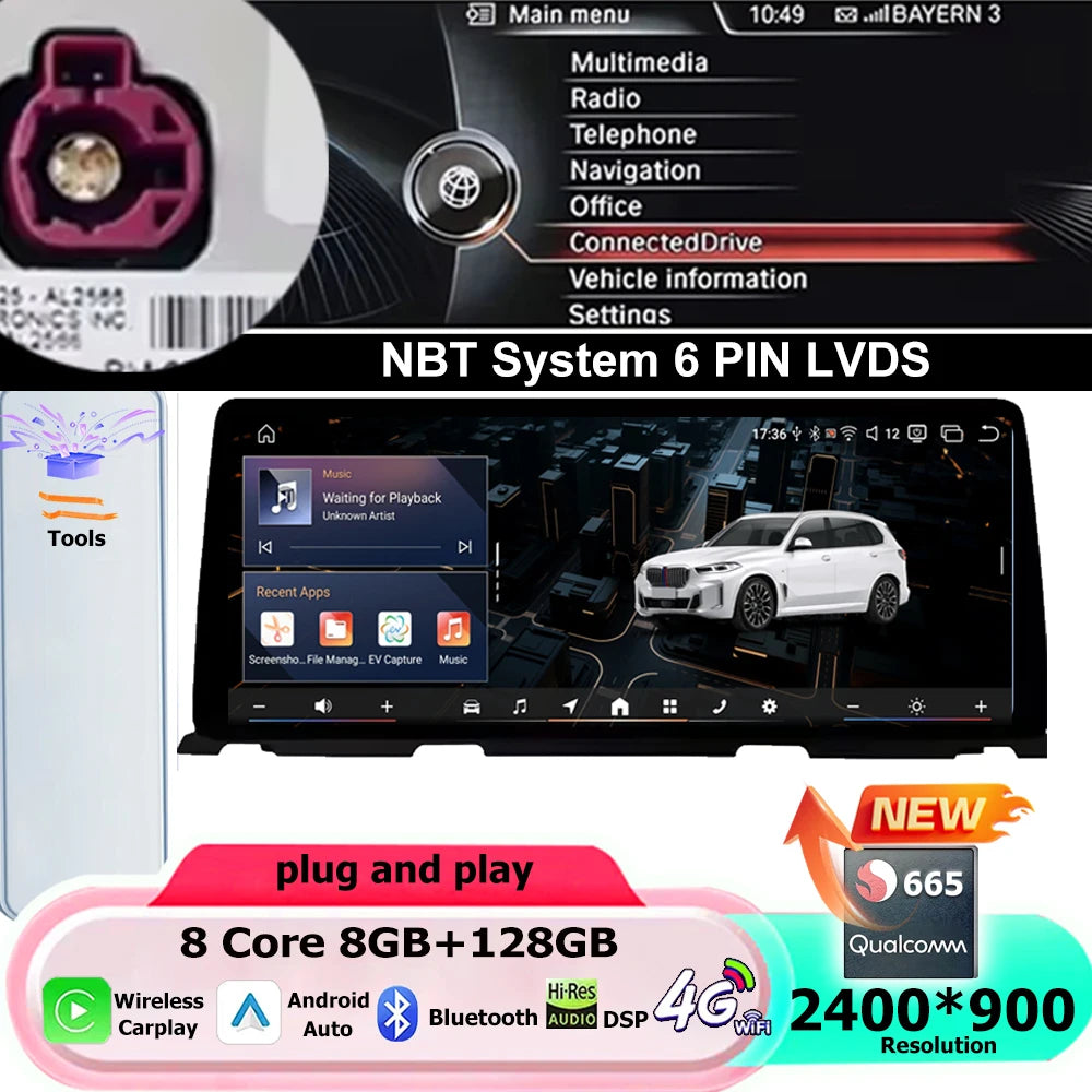 12.3" QLED Android Screen for BMW 6 Series F06 F12 (2010–2018) — CarPlay, Android Auto, GPS, DSP