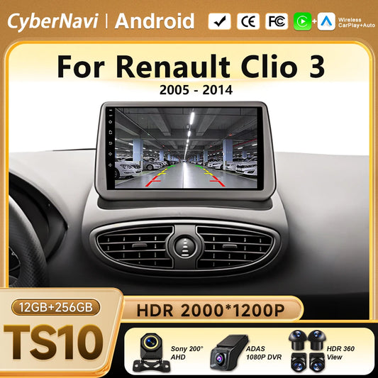 Car Stereo with Apple CarPlay & Android Auto, Compatible with Renault Clio 3 (2005-2014)