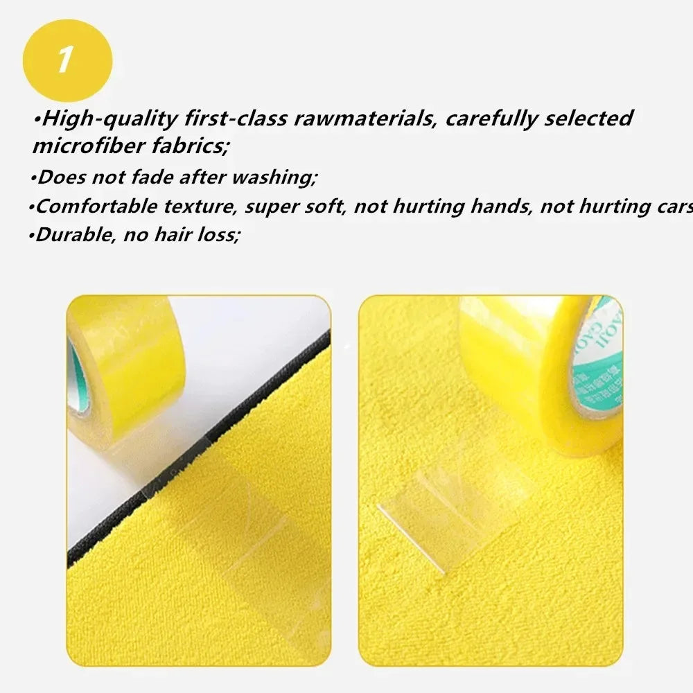 2PCS Yellow Microfiber Towels, 30x30cm Super Absorbent Cleaning Cloths, for Car Wash, Glass, Home & Pet Care