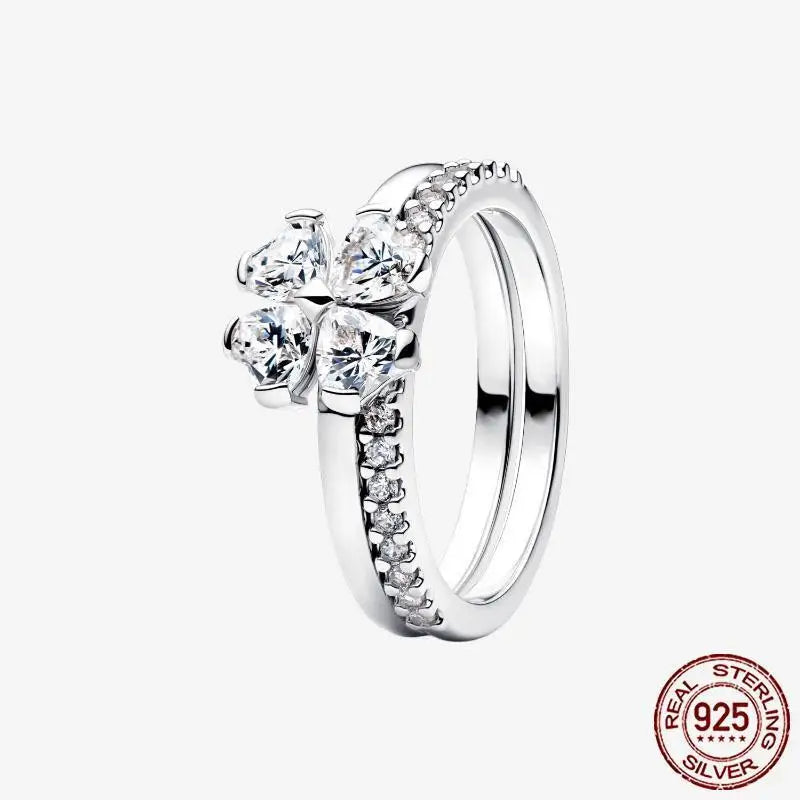 925 Sterling Silver Open Ring Style CZ Paved Heart Butterfly Flower Colorful Gemstone Ring For Women Daily Wear Jewelry Gift