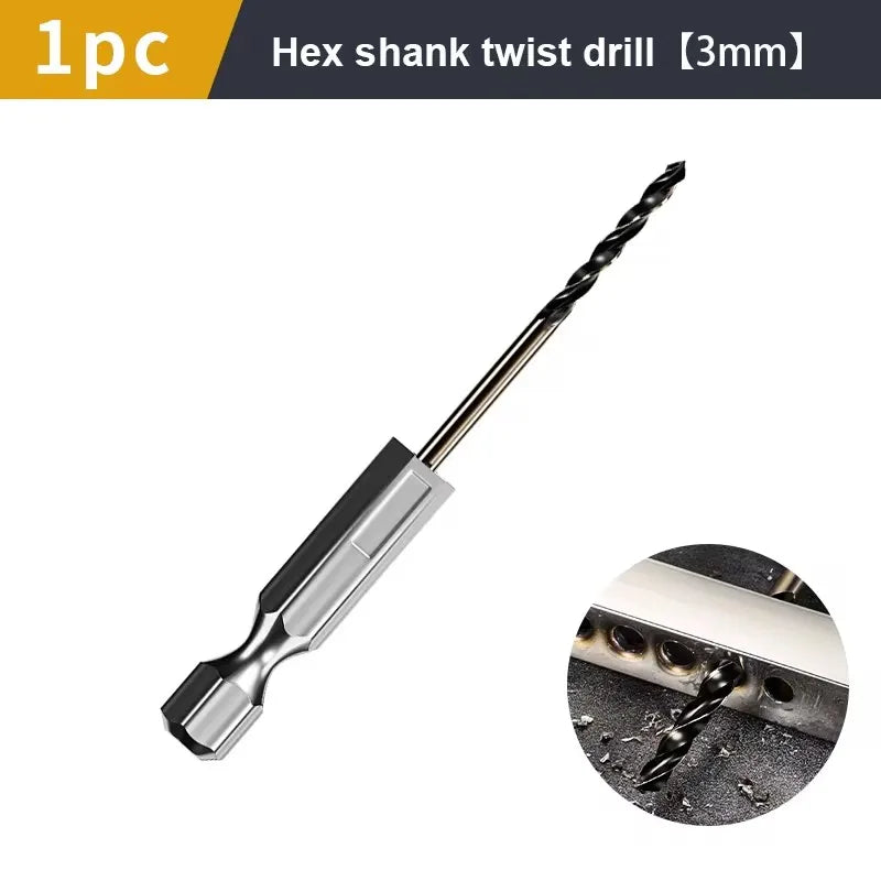 1.5-7.5mm Hex Shank Twist Drill Bit Wood Metal Hole Cutter Core Drilling Tool Cobalt Carbide Tip Flat Drill Bits HSS