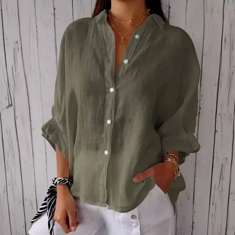 Women's Cotton-Linen T-Shirt — Loose Casual Short-Sleeve Summer Top
