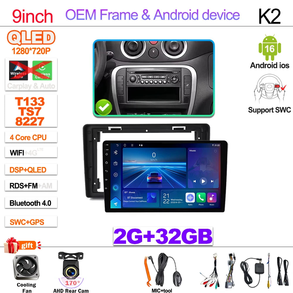 For Citroen C2 C3 2001 2002 2003 - 2010 Android 16 Auto Radio Stereo Multimidia Player Gps Navigation Carplay Dvr Touch Screen