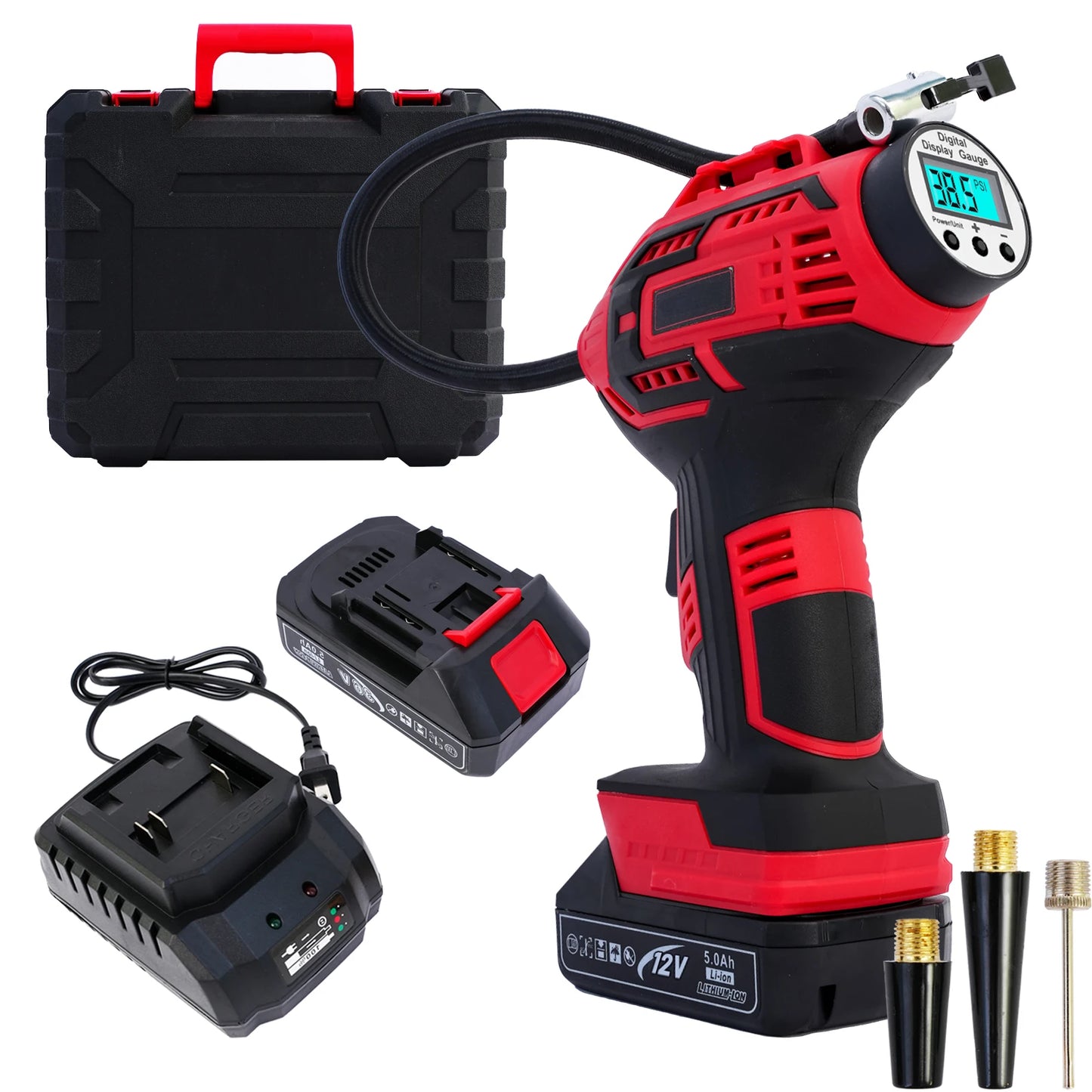 Air Compressor 20V Car Tire Inflator Air Pump Portable 12V Car Adapter Digital Display for Car Motorcycle Bicycle Tires Balls