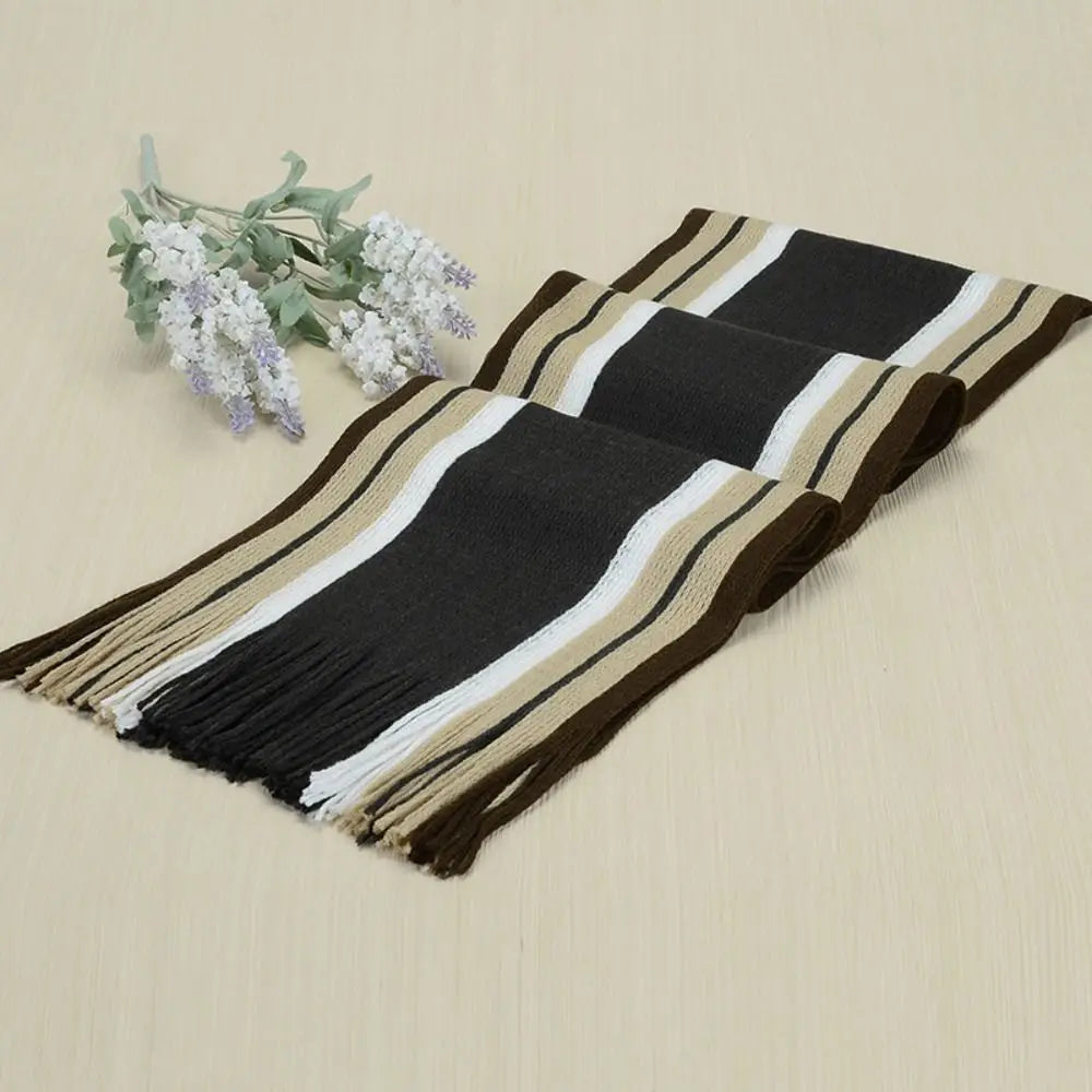 Men's Striped Winter Scarf with Tassels - Long Cashmere-Feel Wrap - photo 10