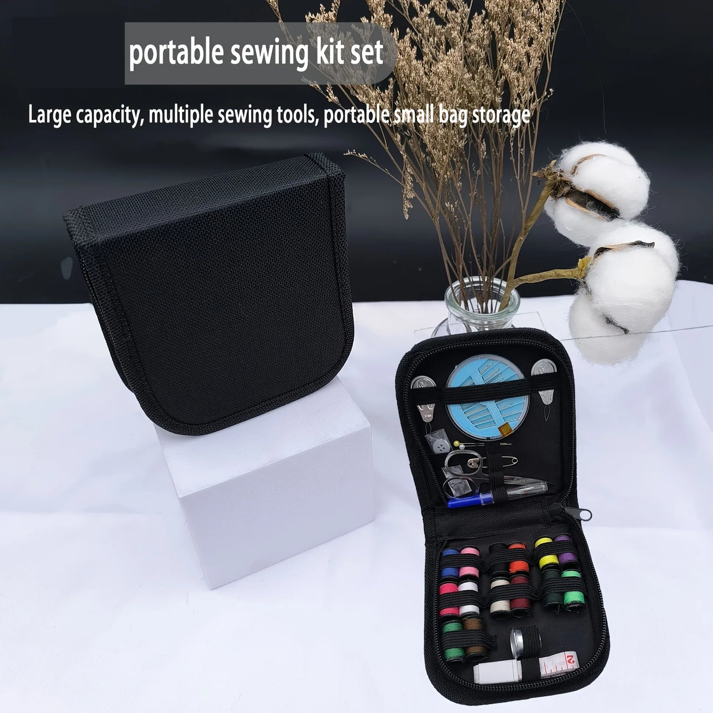 Travel Sewing Kit – Cotton Thread & Metal Tools, Large Capacity, OPP Bag for Home & Tailor Shops
