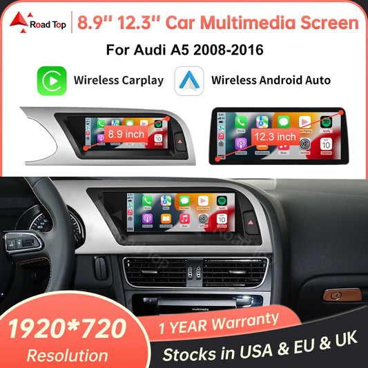 8.9" Wireless CarPlay & Android Auto Display Screen, Compatible with Audi A5 S5