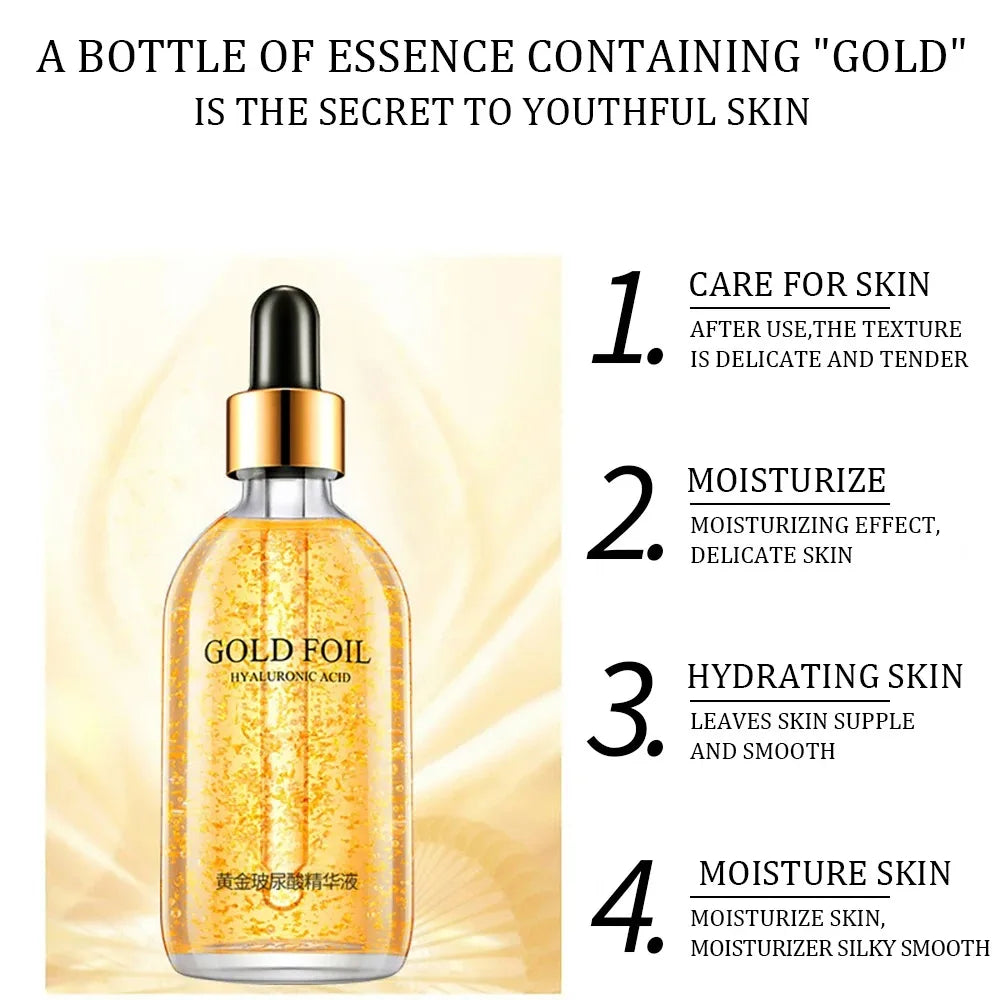 24K Gold Hyaluronic Acid Serum for Face Anti-wrinkle Anti-aging Brightening Moisturizing skincare Facial Serum Essence Face Care
