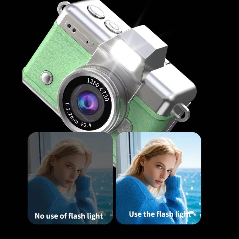 Ourlife Retro CCD Keychain Camera — Flip Screen Mini Camcorder
