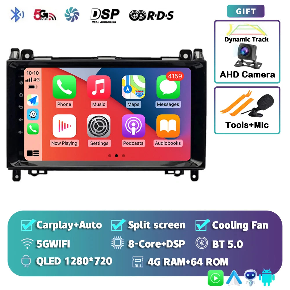 Android 16 For Benz Sprinter Volkswagen Crafter 2006 - 2016 2K QLED Android Car Radio Multimedia Video Player GPS stereo CarPlay