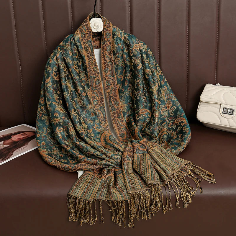 Women's Printed Pashmina Shawl, Soft Winter Scarf