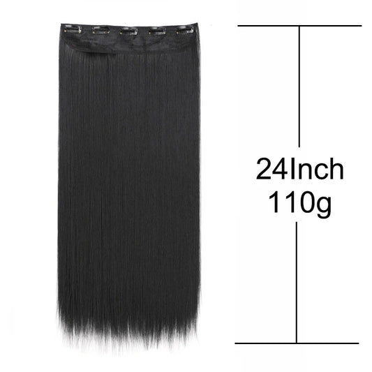 24 Inch Straight Synthetic Clip-In Hair Extensions 5 Clips Invisible - photo 2