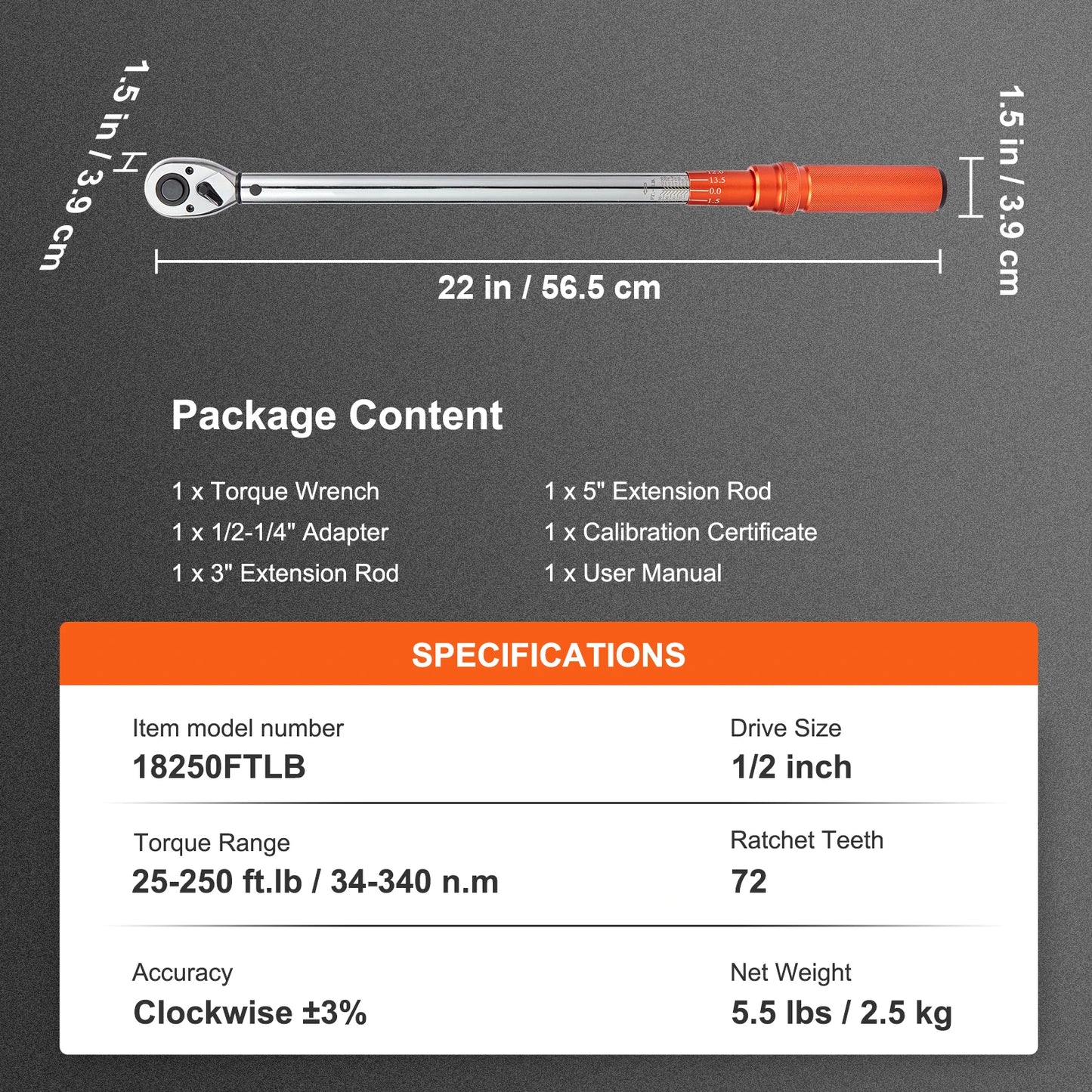 SucceBuy Mechanical Click Torque Wrench Set – Dual-Direction Adjustable Drive Wrench with Dual Range Scales | Multiple Torque Ranges | Auto & Precision Tool