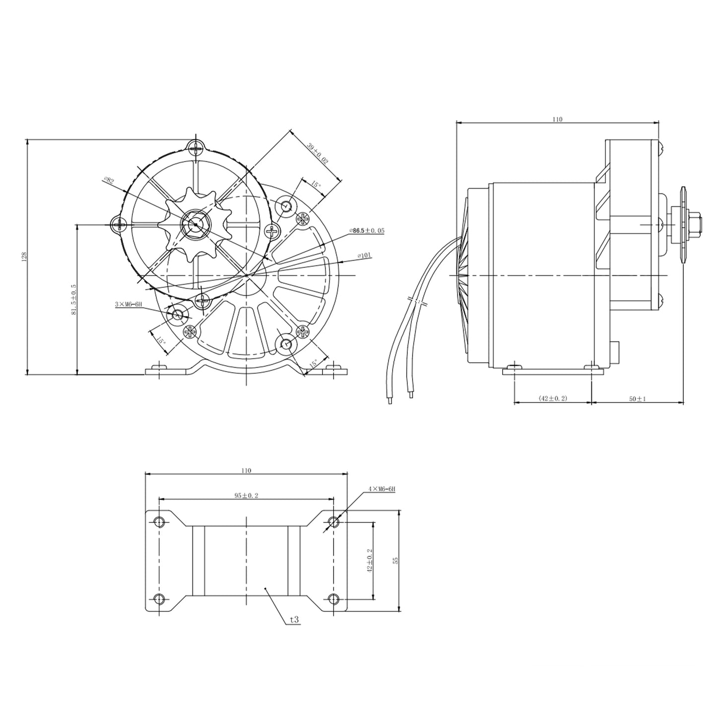 12V 250W Gear Reduction Electric Motor with Belt Pulley DC Motors Reductor for E‑bike Scooter