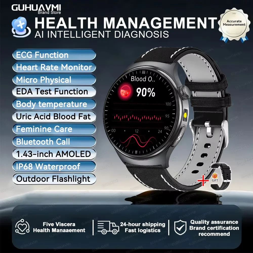 2026 New Accurate Diagnosis ECG Smart Watch Body Fat Blood oxygen BP Health Sport HD AMOLED Screen call Smart watch Men women