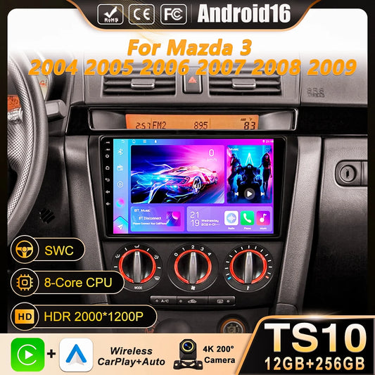 Car Stereo with Apple CarPlay & Android Auto, Compatible with Mazda 3 (2004-2009)
