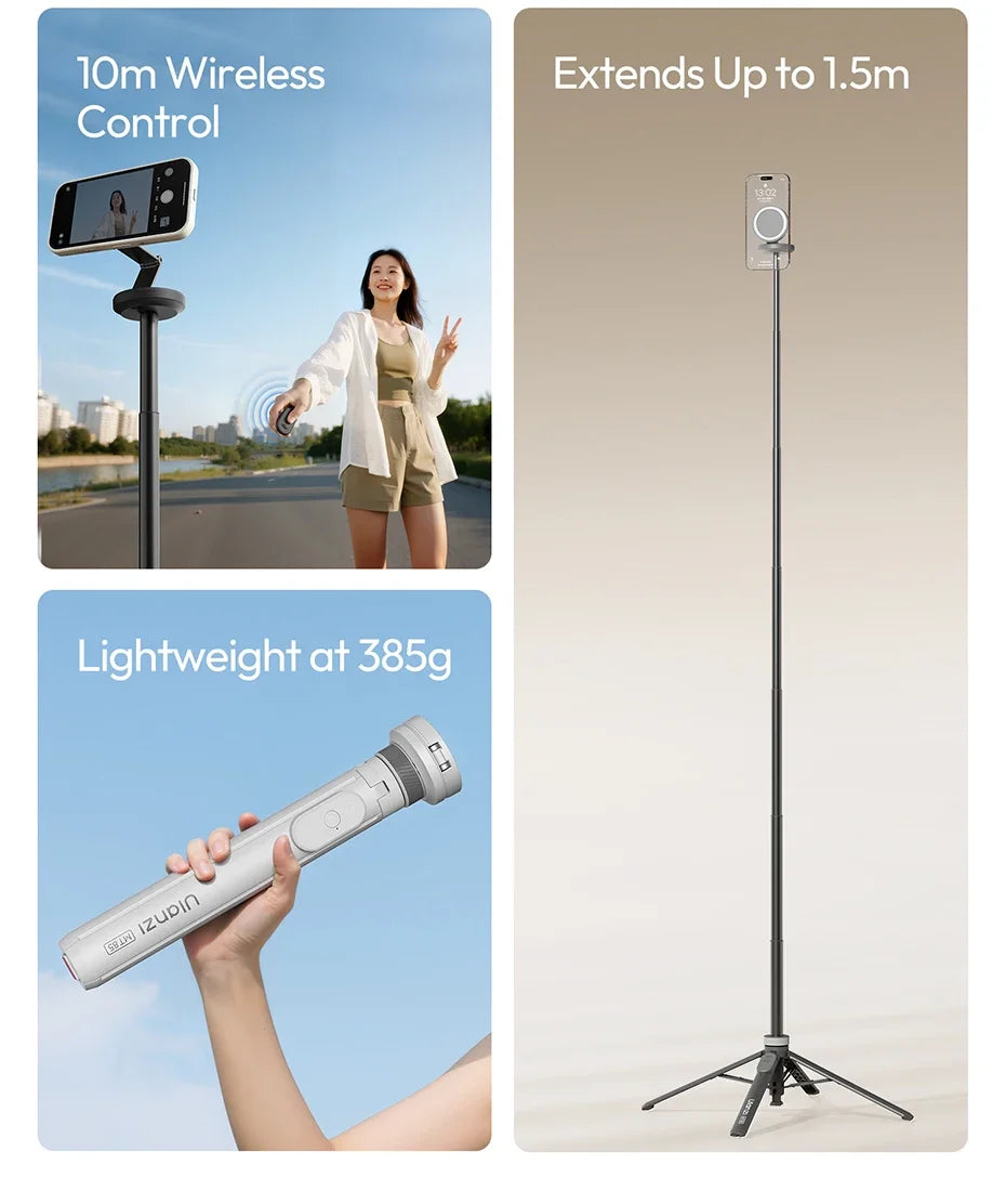Original Ulanzi MT85 Magsafe Automatic Phone Tripod Dual Side Magnet 10m Wireless Control for Outdoor Travel Selfie Stick
