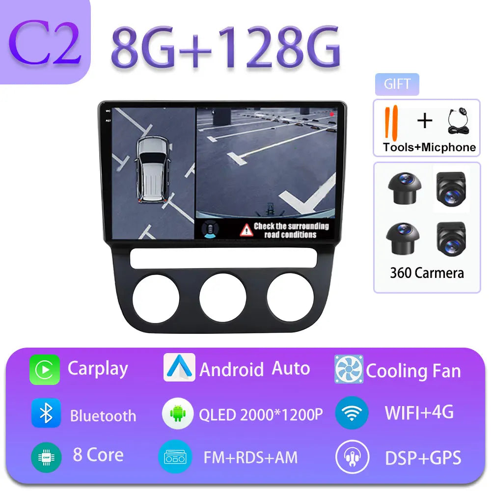 Android Car Stereo for VW Golf Mk5, Jetta GLI, Rabbit 1K (2006–2010) — CarPlay, Android Auto, GPS, 4G, WiFi
