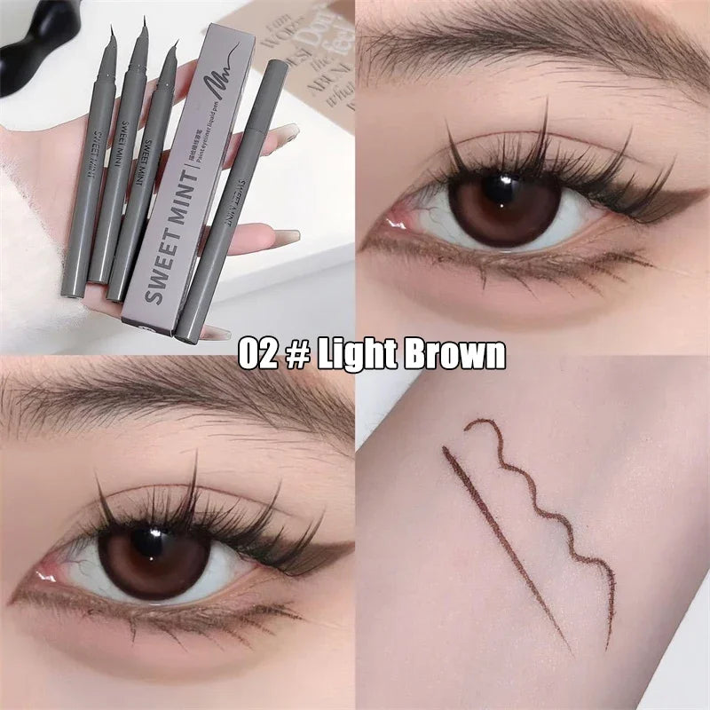 Curved Eyeliner Pen Quick Dry Liquid Eye Liner Easy To Draw Ultra-fine Lying Silkworm Pencil Black Brown Lower Eyelash Makeup