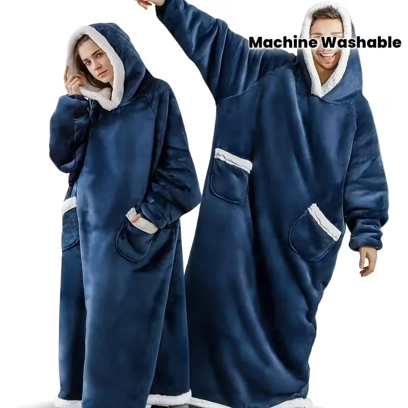 Extra Long Flannel Blanket Hoodie with Sleeves - Giant Wearable Blanket - photo 4