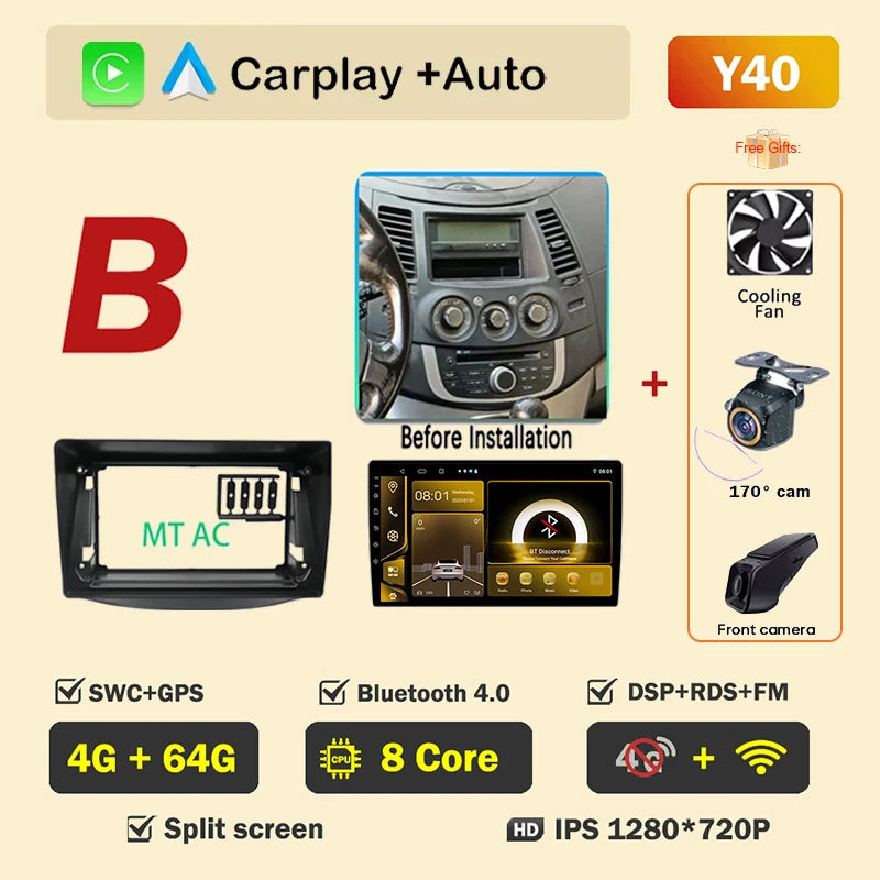 Android 16 Car Radio Player For Mitsubishi Grandis 1 2003 - 2011 Auto GPS Navigation Carplay Bluetooth DSP Wifi 5G NO 2din DVD