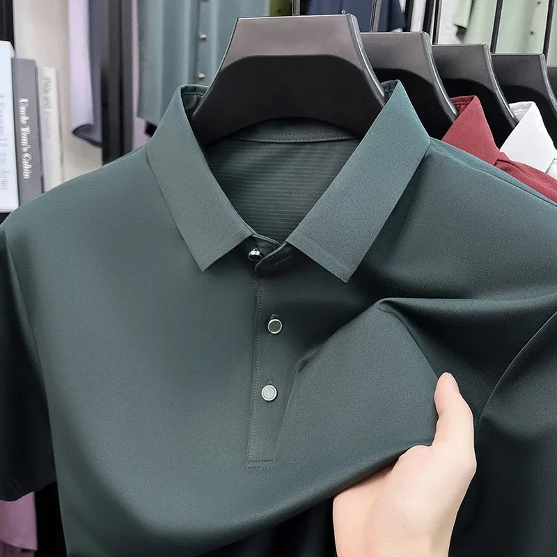 Men's Turn-Down Collar Polo - Quick-Dry Moisture-Wicking, Business
