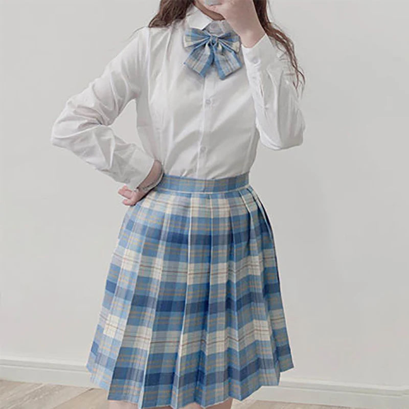 ZOKI Plaid Pleated Mini Skirt – Bow Knot High Waist Preppy Style | Harajuku Aesthetic Women's A-Line Dance Skirt | S-XXL