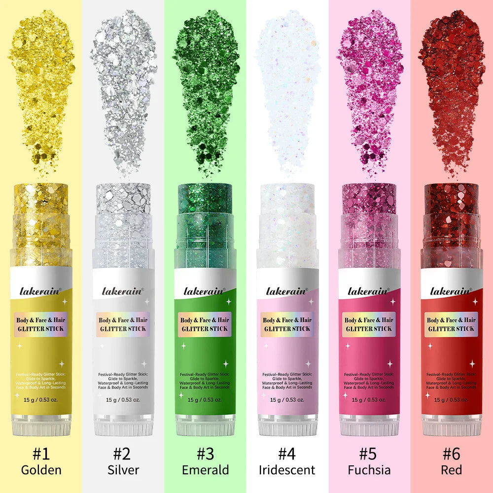 Body Shimmer Stick Glitter Glow Waterproof Long Lasting Non Sticky Smooth Rich & Dazzling Glitters Body For Festival Party Makeu