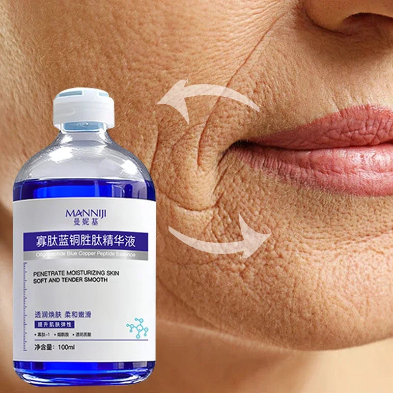 100ml blue copper peptide anti wrinkle essence - powerful concentrated liquid, creating fresh skin, non oily, fast tightening an