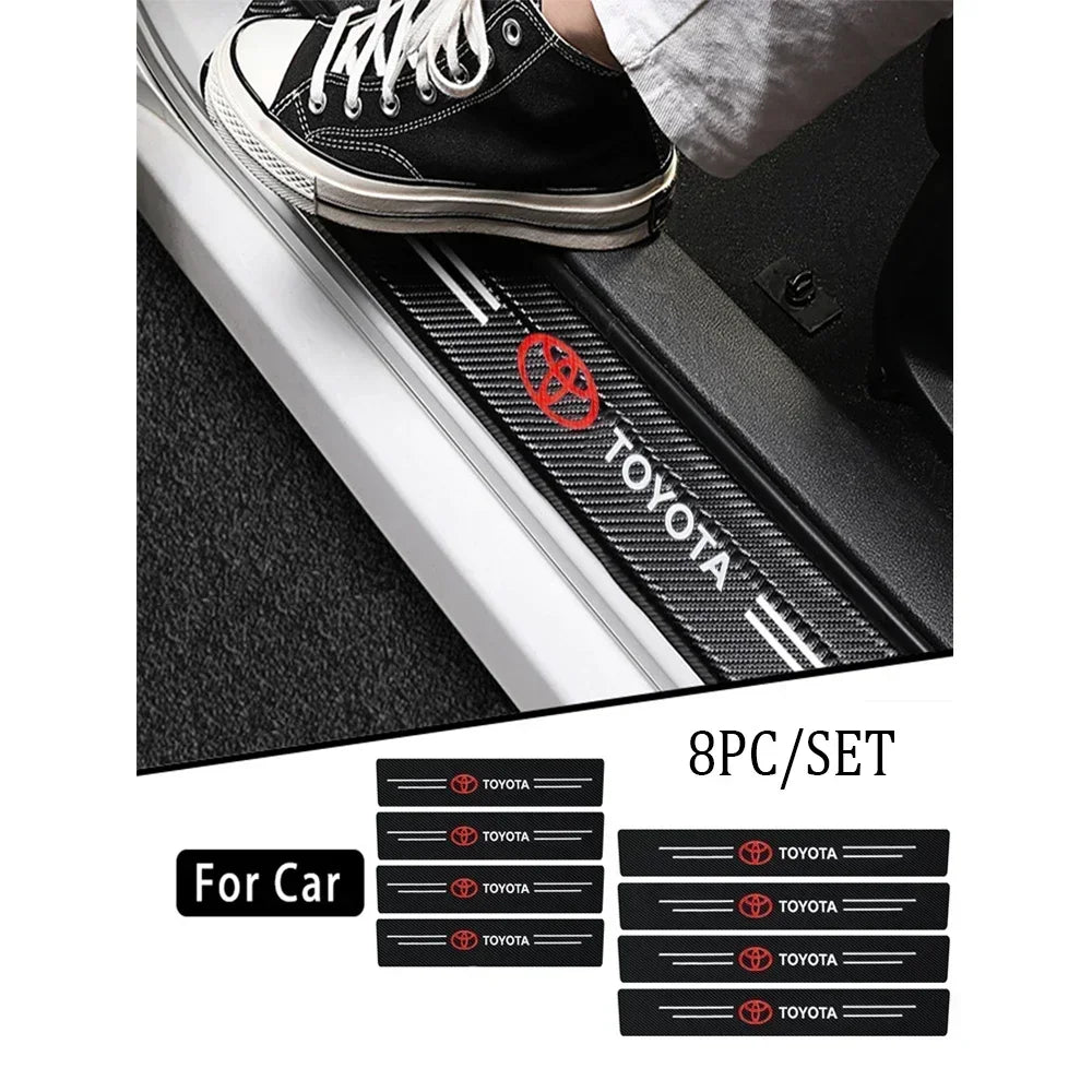 For Toyota Rav4 Yaris Prius Avensis Corolla Camry Car Threshold Strip Carbon Fiber Sticker Car Door Sill Protector Accessories