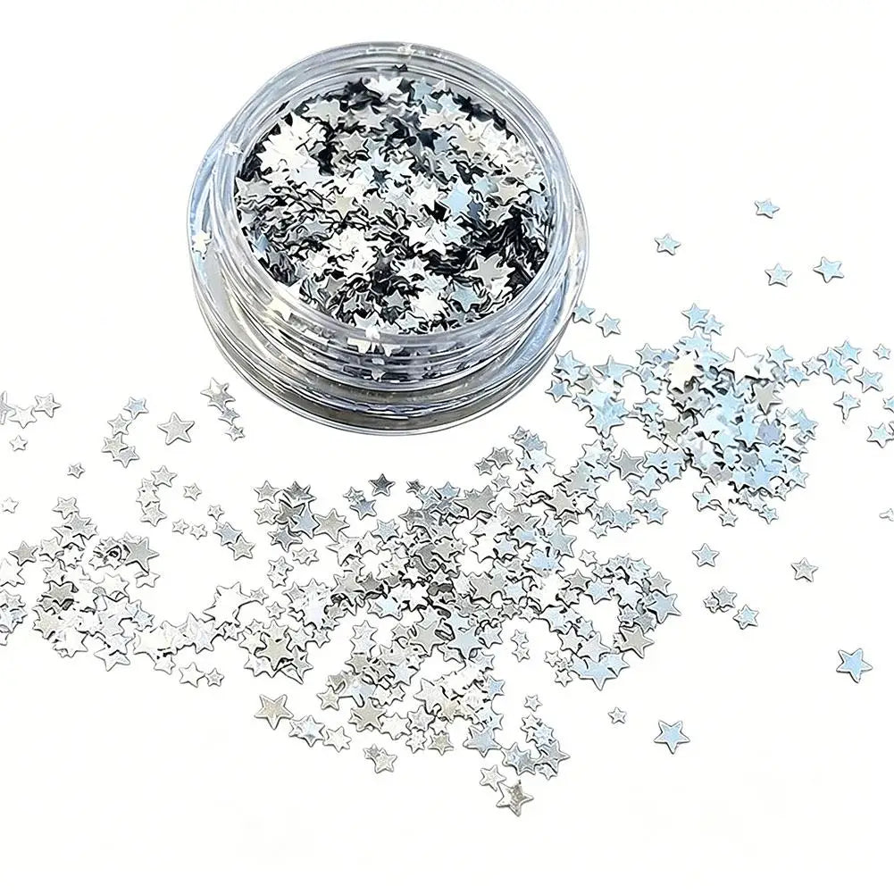 Silver Glitter for Nails Design Shiny Nail Glitter Flakes Sparkling Silver Nail Sequins Starlight Sequins Glitters Nails Charms