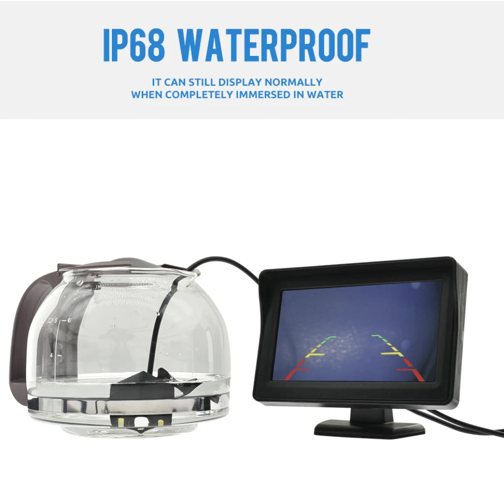 Car Rear View Camera Wide Degree  4.3" TFT LCD Display or Monitor Waterproof Night Vision Reversing Backup 2In1 Parking Revere