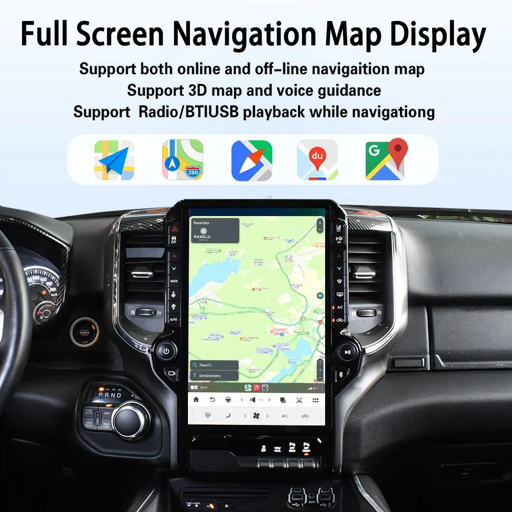 Android 14 Tesla-Style Touchscreen Head Unit for Dodge Ram 1500 (2019-2024)