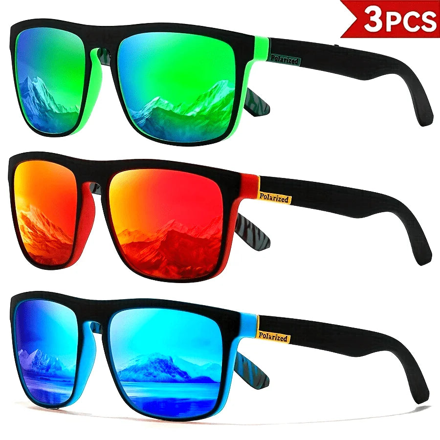 Men's Square Polarized Sport Sunglasses — UV400 Multi-Pack