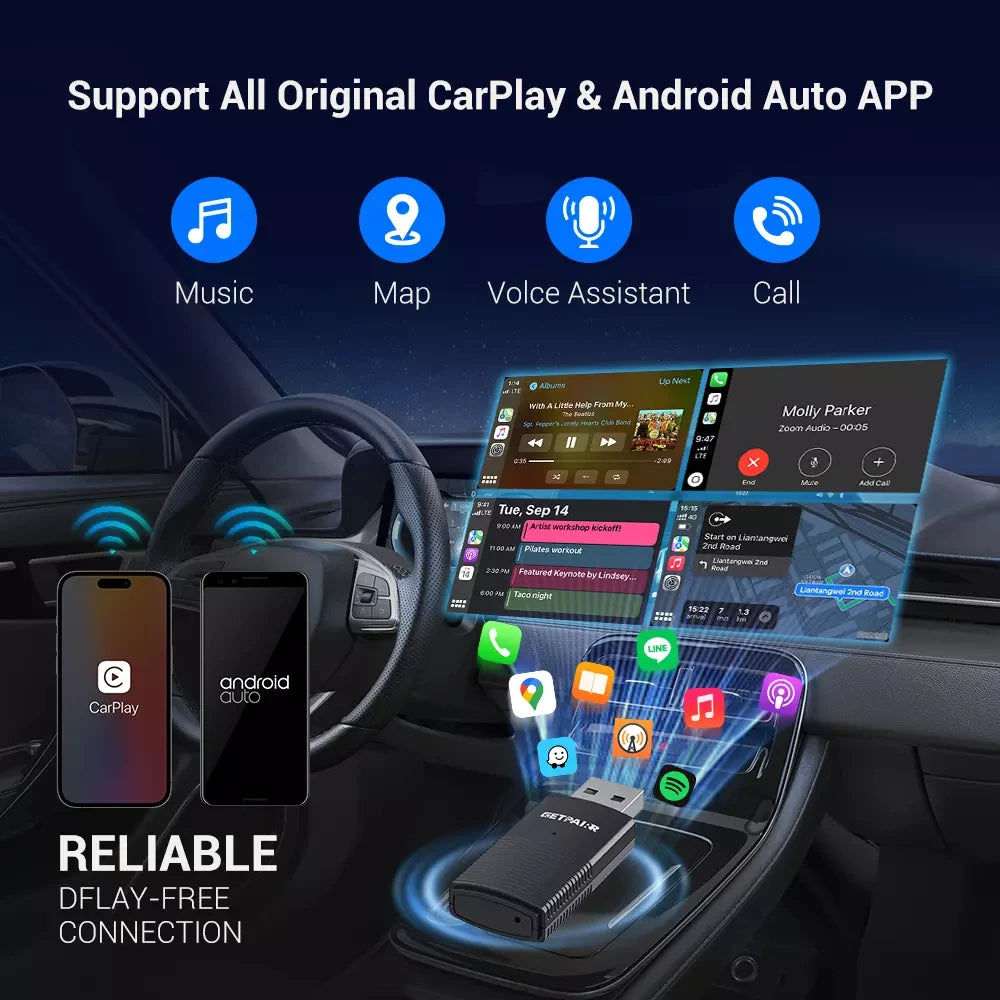 Wireless CarPlay & Android Auto Adapter, Compatible with Mercedes-Benz, Chevrolet, Ford & Honda