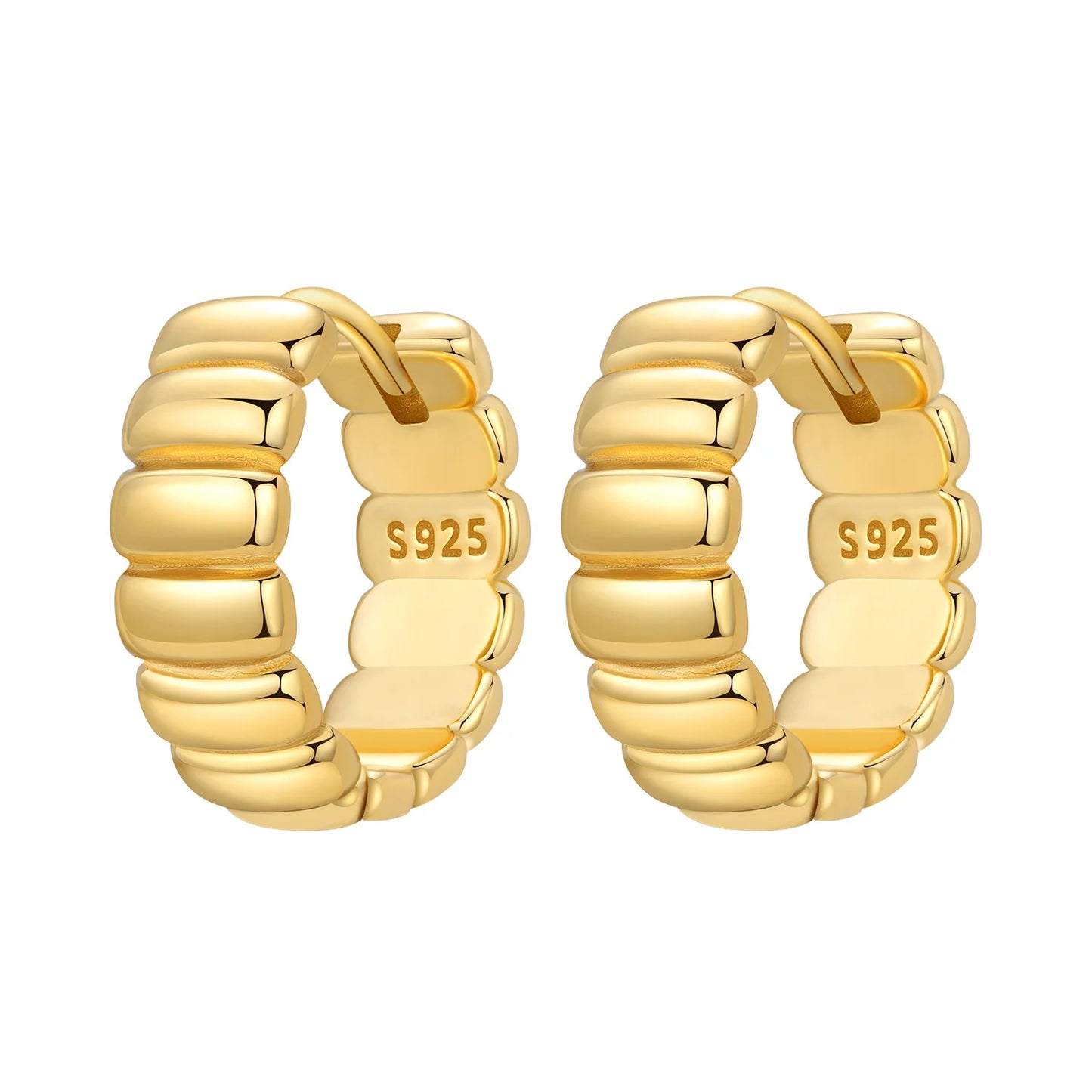 Original 2026 S925 Sterling Silver Zircon 18K Gold Lining Vintage Hoop Earrings for Women Birthday Party Wedding Gift Jewellery