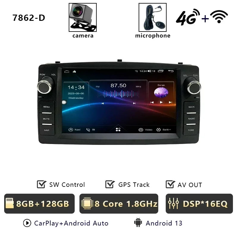 CHSTEK Android 14 Auto Car Radio For Toyota Corolla E120 2000-2006 BYD F3 Wireless Carplay Multimedia WIFI 4G Navigation FM BT