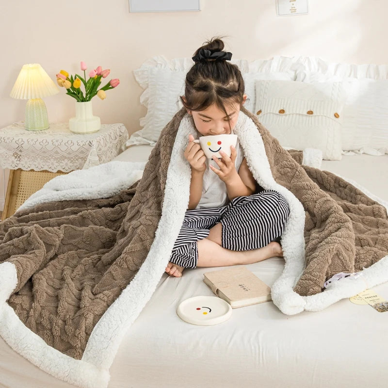 Cozy Coral Fleece Winter Throw Blanket - Soft & Plush