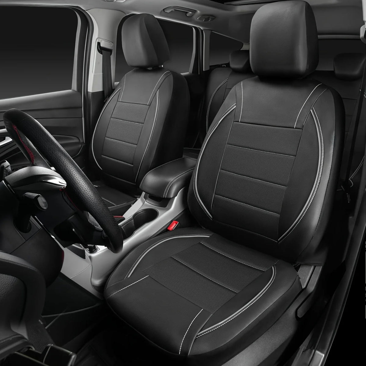 Universal Leather Car Seat Covers Simple Style Breathable Full Set or Front Pair
