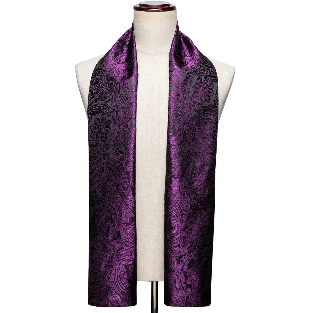 Men's Purple Paisley Long Scarf - 160cm Winter Wrap - photo 23