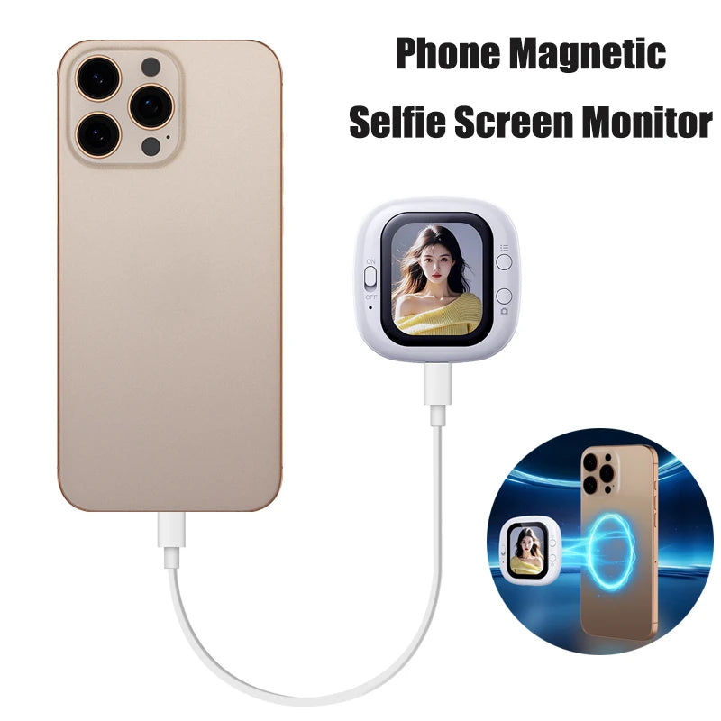 Phone Vlog Selfie Monitor Screen Magnetic Smartphone Rear Camera Selfies Vlogging Live Selfie Screen for iPhone Android