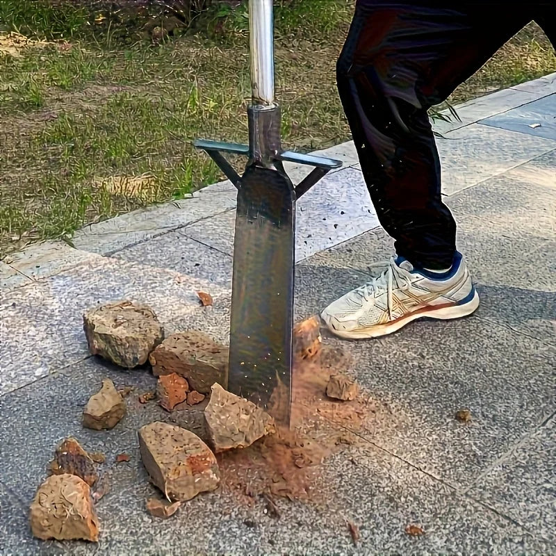 Heavy-Duty Manganese Steel Garden Spade - Reinforced Blade, Hardened Edge, Solid Wood Handle. No Electricity Needed.