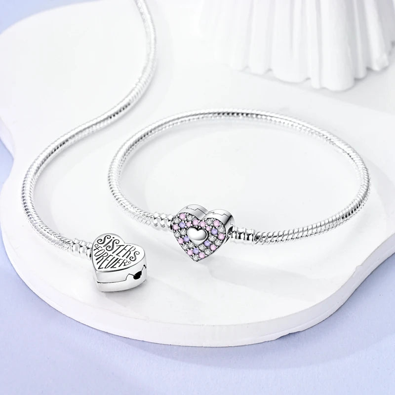 925 Sterling Silver Charm Bracelet – Star Moon Sun Four Leaf Clover Zircon | DIY Birthday Gift for Women (17-20cm)