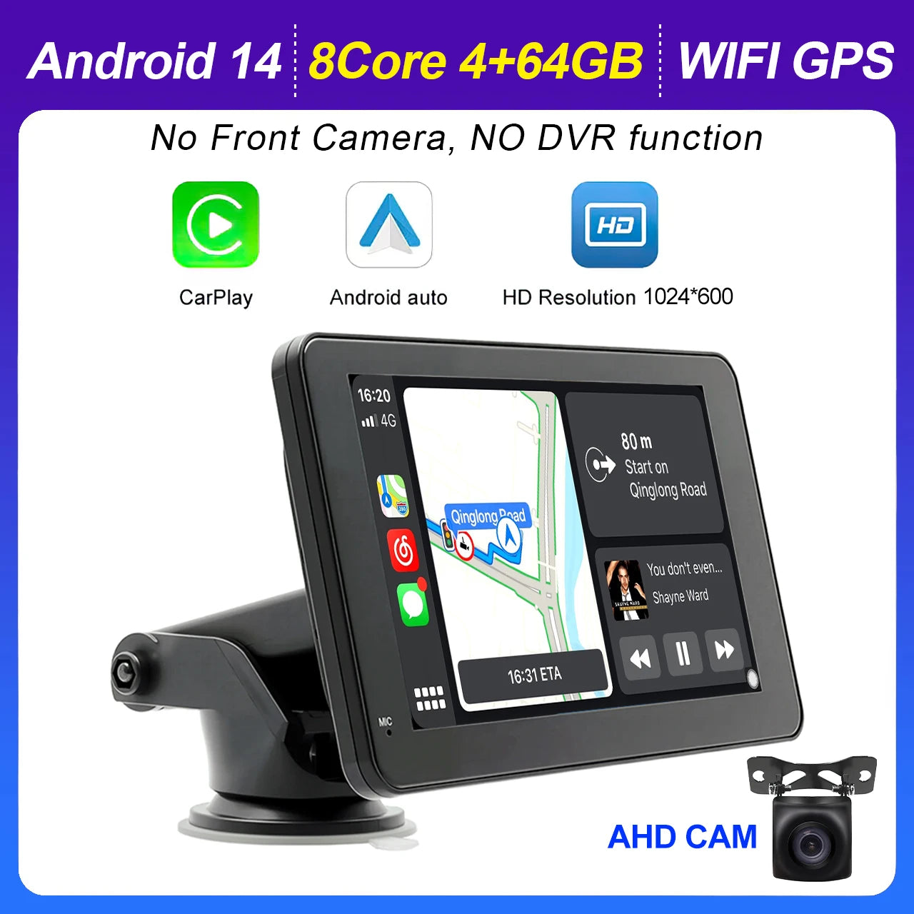 7" Universal Car Stereo with Apple CarPlay & Android Auto (with Rear Camera)