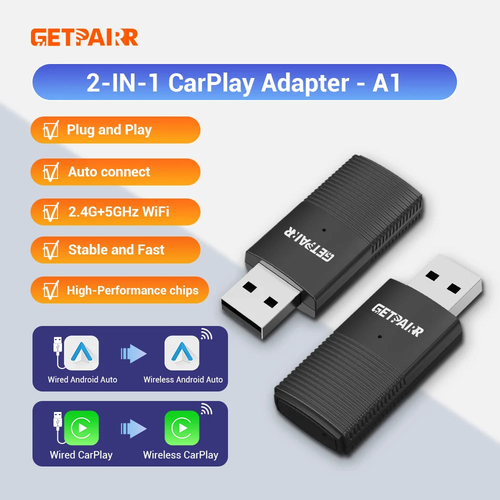 Wireless CarPlay & Android Auto Adapter, Compatible with Mercedes-Benz, Chevrolet, Ford & Honda
