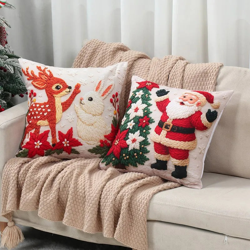 4pcs Merry Christmas Cushion Cover Home Decorations 2026 Christmas Ornament Pillow Case Xmas Navidad Gifts New Year Gifts 2026