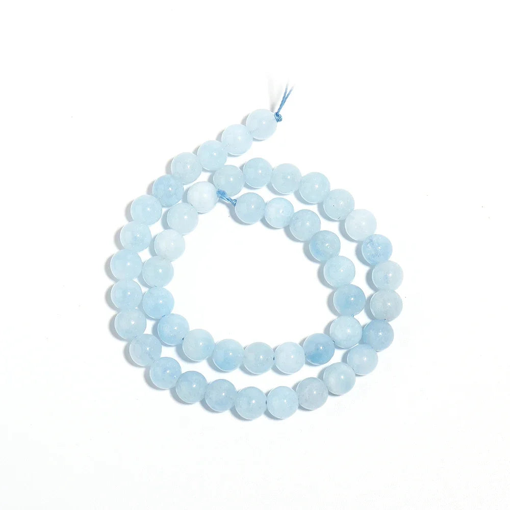 Blue gemstone beads for DIY bracelets, necklaces, pendants, jewelry making, and accessories, natural aquamarine round beads