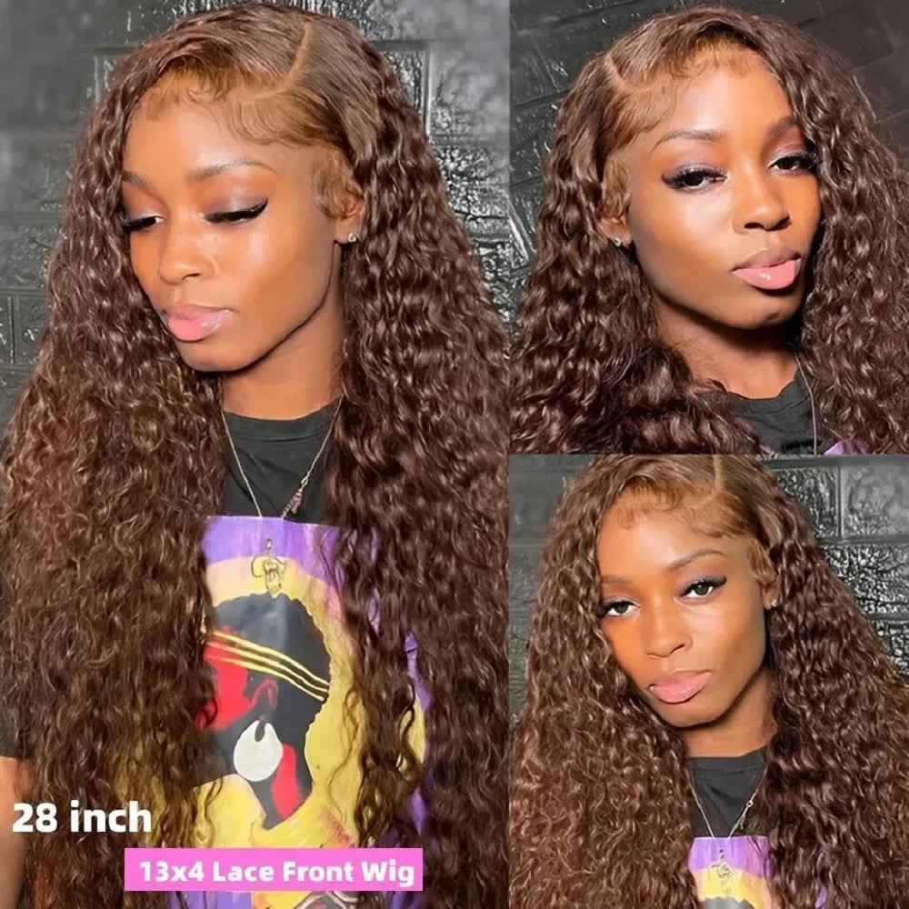 Deep Wave 13x4 / 13x6 HD Lace Front Human Hair Wig — Chocolate Brown (up to 40")