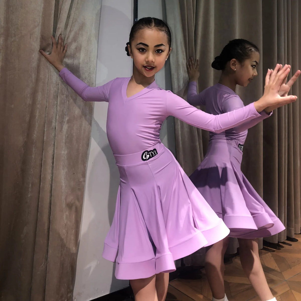 Girls long-sleeve Latin competition dress