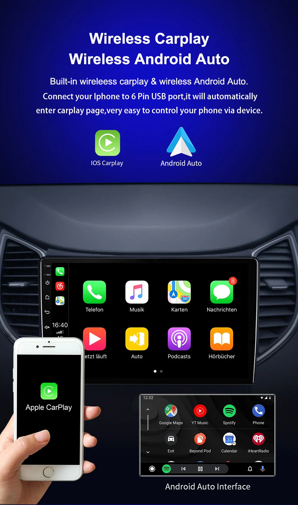 Android 16 Carplay Car Radio for Chevrolet Silverado Impala GMC Yukon Acadia Sierra Multimedia Video Player Navigation Stereo BT